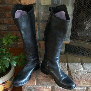 Tall Black Leather Riding Boots Size 8 Johnston & Murphy